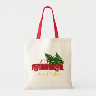 Christmas tree truck Tote Bag