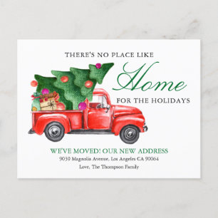 Christmas Tree Truck We've Moved Holiday Moving Announcement Postcard