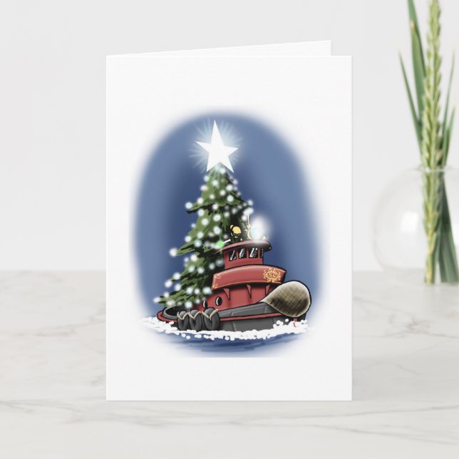 Christmas Tree Tugboat card (Front)