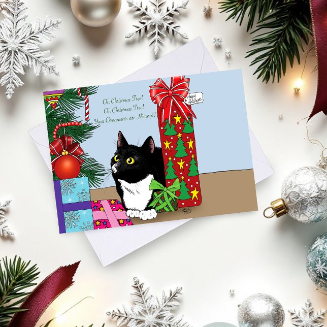 Christmas Tree Tuxedo Cat Holiday Card (Creator Uploaded)