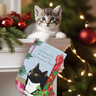 Christmas Tree Tuxedo Cat Large Christmas Stocking