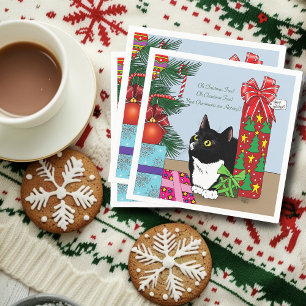 Christmas Tree Tuxedo Cat Napkin