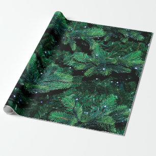 Christmas tree twigs sapling pine wrapping paper
