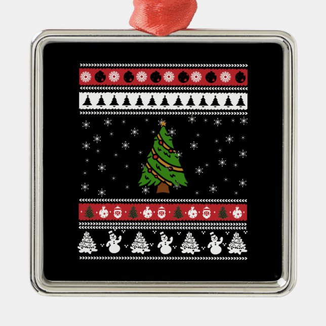 Christmas Tree Ugly Christmas Metal Ornament (Front)