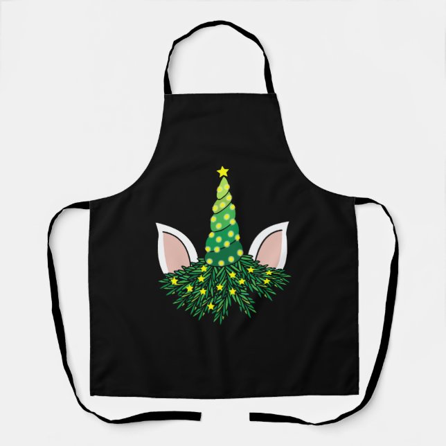 christmas tree unicorn apron (Front)
