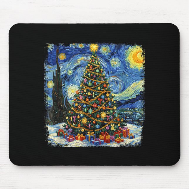 Christmas Tree Van Gogh Starry Night Christmas 202 Mouse Pad (Front)