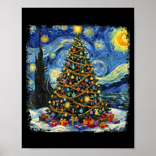 Christmas Tree Van Gogh Starry Night Christmas 202 Poster (Front)