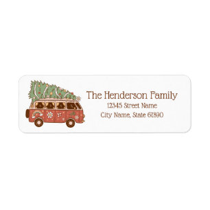 Christmas Tree Van Return Address Labels