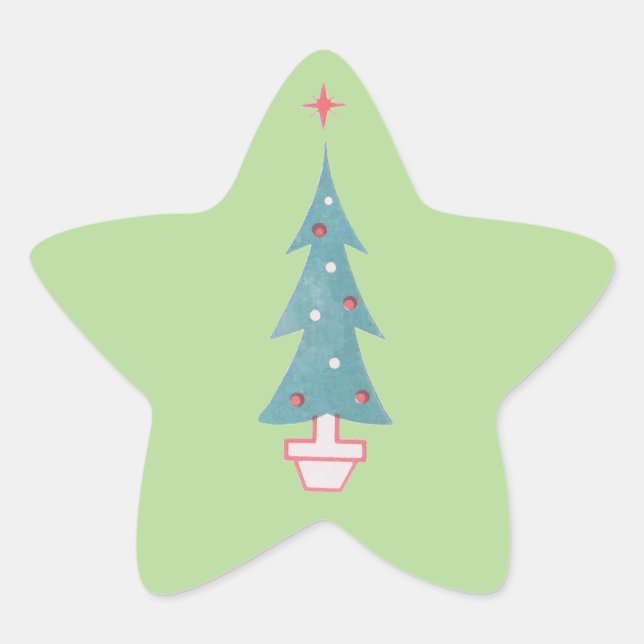 Christmas Tree Vintage 1950s Art Star Sticker (Front)