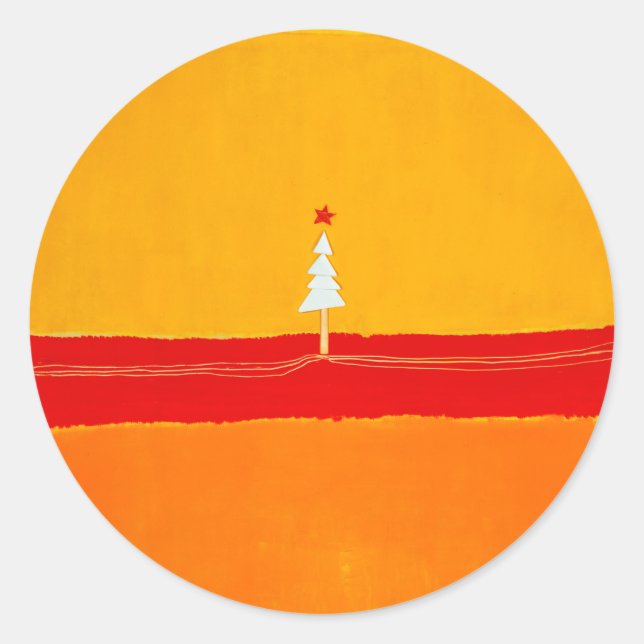 Christmas Tree, Vintage, Abstract  Classic Round Sticker (Front)