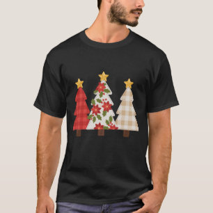 Christmas Tree Vintage Patchwork Cute Holiday T-Shirt