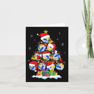 Christmas Tree Volleyball Ball Santa Hat Funny Xma Card