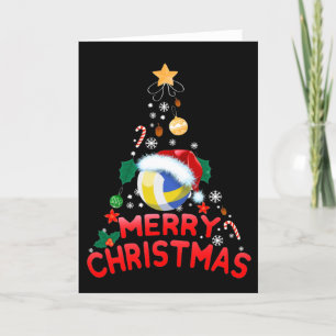 Christmas Tree Volleyball Santa Hat 2021 Xmas Holiday Card