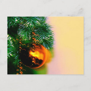 Christmas Tree w/ Gold Ornament Postcard