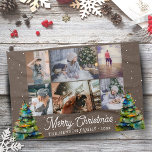 Christmas Tree Watercolor Family 6 Photo Collage Tea Towel<br><div class="desc">Christmas Tree Watercolor Family 6 Photo Collage Kitchen Towel. Modern Christmas design with a watercolor Christmas tree,  6 photos,  Merry Christmas wish,  family name and year. Add 6 favourite photos and customise the text. Lovely Christmas keepsake or gift for your family and friends.</div>