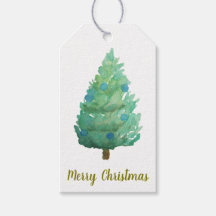 Christmas Tree Watercolor Gift Tag