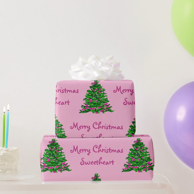 Christmas Tree Watercolor Illustration Costomize Wrapping Paper (Party Gifts)