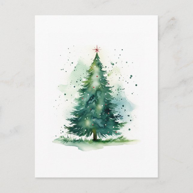 Christmas tree watercolor postcard (Front)