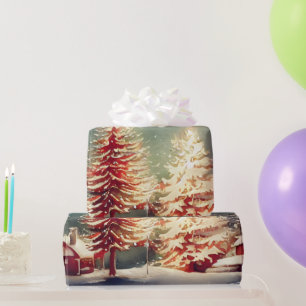 Christmas Tree Watercolor Wrapping Paper
