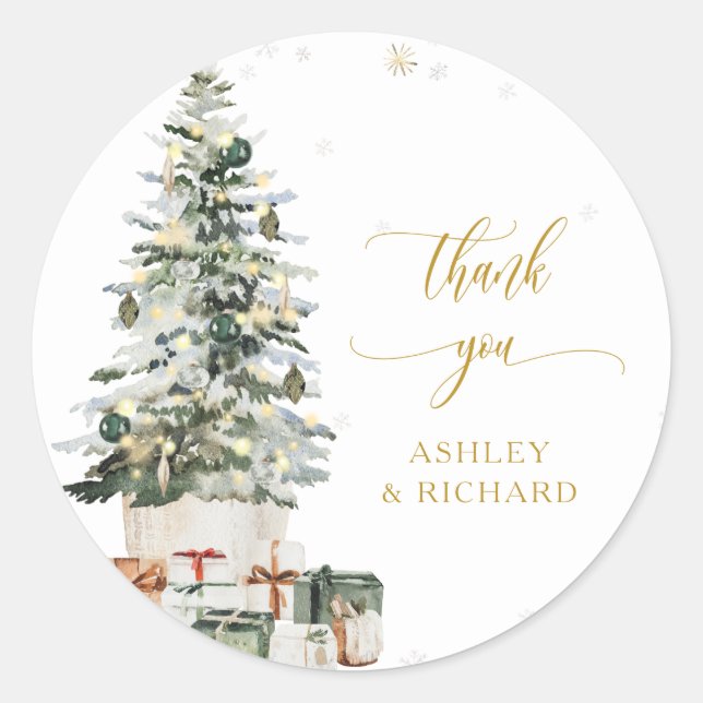 Christmas Tree Wedding Classic Round Sticker (Front)