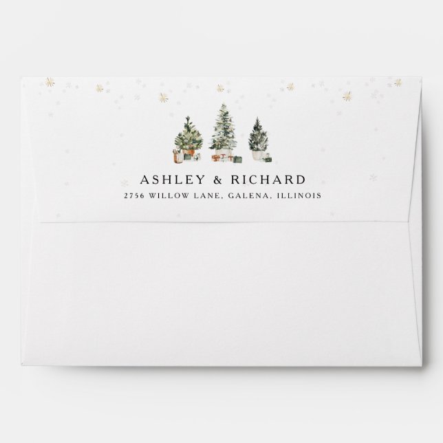 Christmas Tree Wedding Envelope (Back (Top Flap))