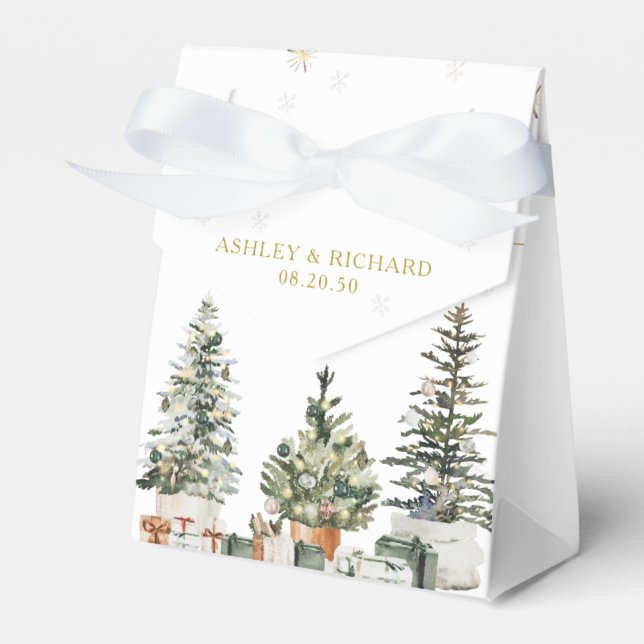 Christmas Tree Wedding Favour Box (Front Side)