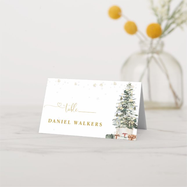 Christmas Tree Wedding Folded Place Card (Front)