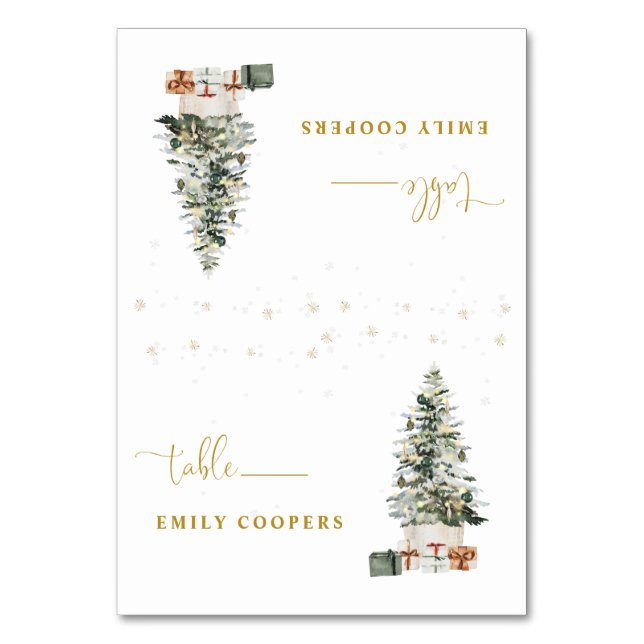 Christmas Tree Wedding Folded Place Card (Front)