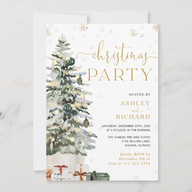 Christmas Tree Wedding Invitation (Front)