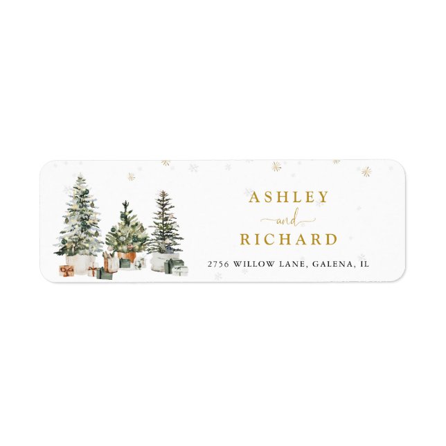 Christmas Tree Wedding Return Address Label (Front)