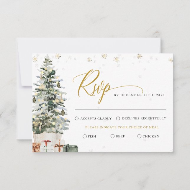 Christmas Tree Wedding RSVP Card (Front)