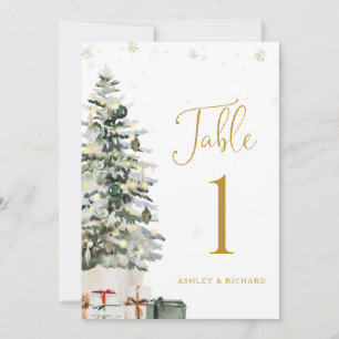 Christmas Tree Wedding Table Number Card