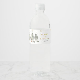 Christmas Tree Wedding Wine Bottle Label