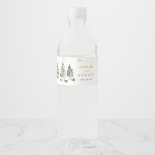 Christmas Tree Wedding Wine Bottle Label