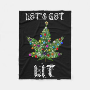Christmas Tree Weed Leaf Pot Thc Gift Tee  Fleece Blanket