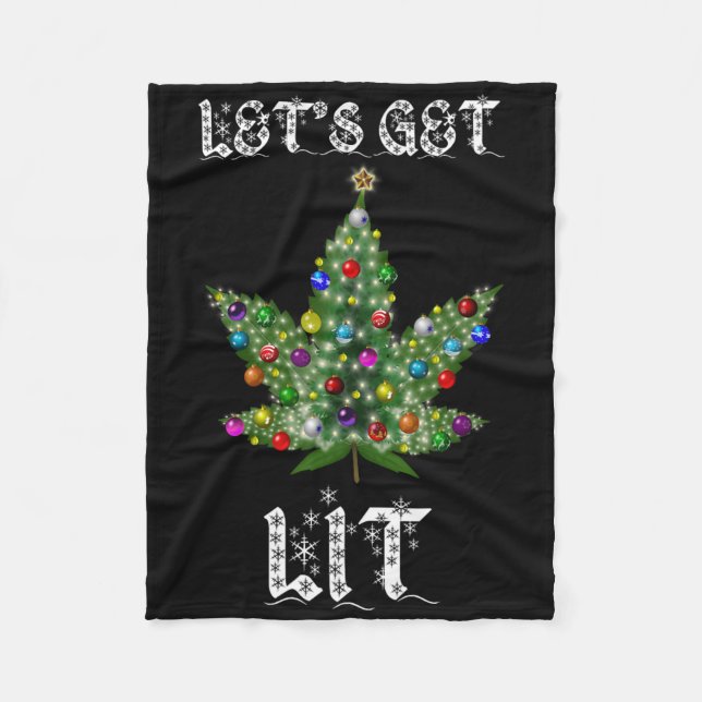 Christmas Tree Weed Leaf Pot Thc Gift Tee  Fleece Blanket (Front)