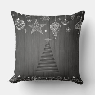 Christmas Tree, White Christmas Ornaments Cushion