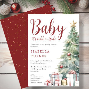 Christmas Tree Winter Baby Shower Invitation