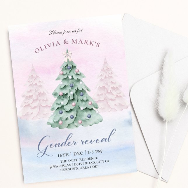 Christmas Tree Winter Holiday Gender Reveal Invite (Creator Uploaded)