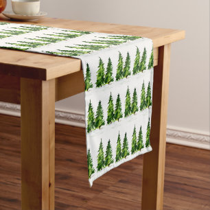 Christmas tree Winter Minimal Watercolor Elegant Short Table Runner