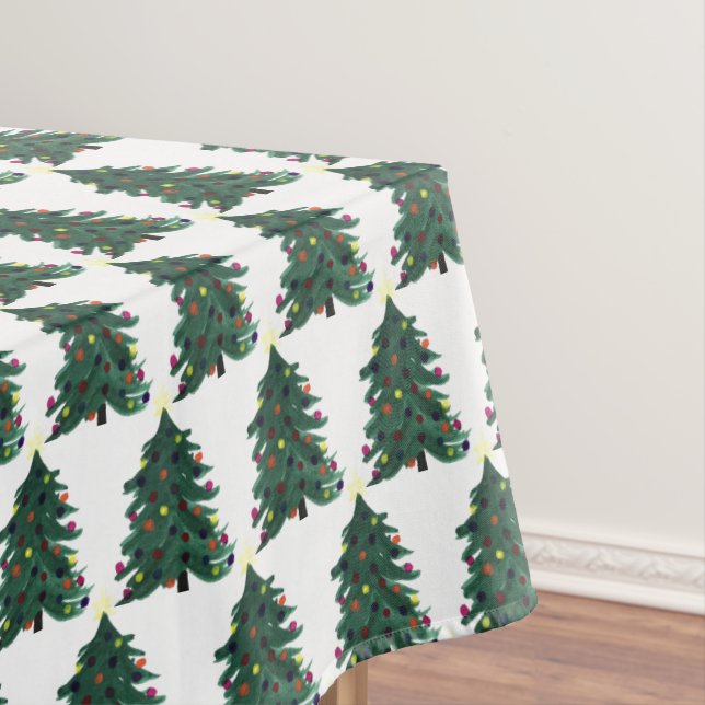 Christmas tree Winter Minimal Watercolor Elegant  Tablecloth (In Situ)