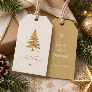 Christmas Tree Winter Motif Gold Ivory ID1336 Gift Tags