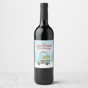 Christmas Tree Winter Personalised Family Wine Label