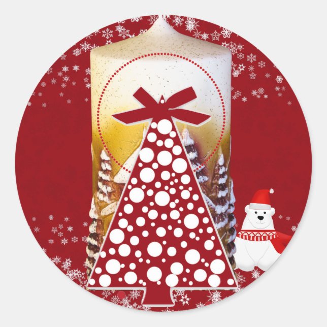 Christmas Tree Winter Snowflakes Kid Party Crafts  Classic Round Sticker (Front)