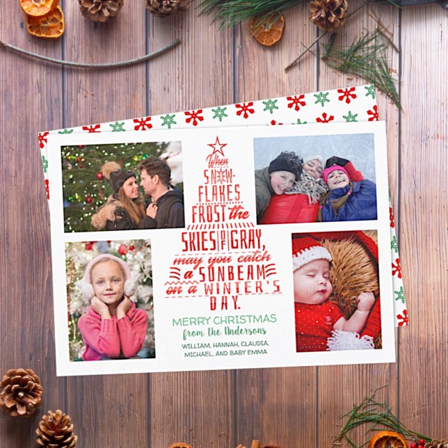 Christmas Tree Winter Snowflakes Poem Family Photo Holiday Card (Creator Uploaded)