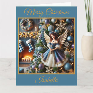 Christmas Tree with Angel (Blue) Card