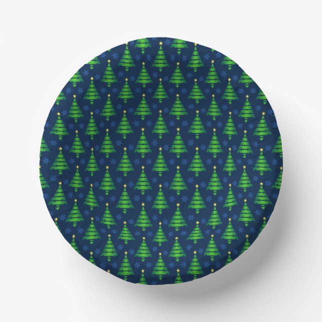 Christmas Tree with Blue Snowflake and Background Paper Plate (Front)
