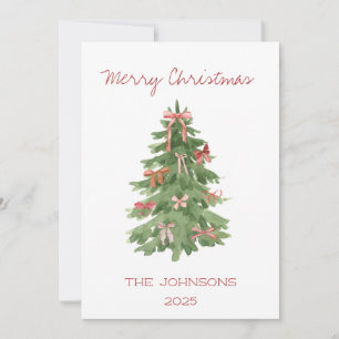 Christmas Tree with Bows Flat Holiday Card
