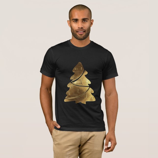 Christmas Tree with Candles Gold Look T-Shirt (Front Full)