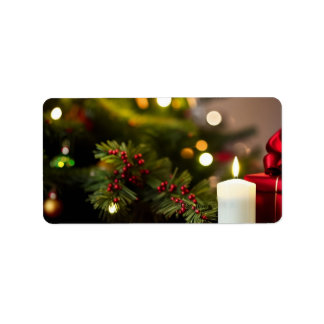 Christmas Tree With Candles Label